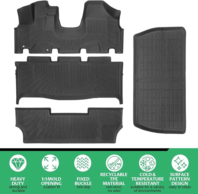 Floor Mats for Honda Odyssey 2005 2006 2007 2008 2009 2010 2011,Odyssey Floor Mats&Cargo Liner, All Weather Protection TPE, Anti-Slip Floor Liner Compatible with Honda Odyssey 1st&2nd&3Row Accessories