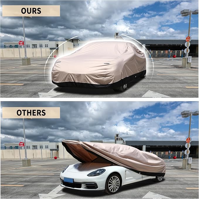 Car Cover Waterproof All Weather for Coupe Sports Sedan, Outdoor Oxford Heavy Duty Car Cover with Lock, Rain Snow Sun Protection Full Exterior Car Covers Universal Fit for Coupe (173"-182")