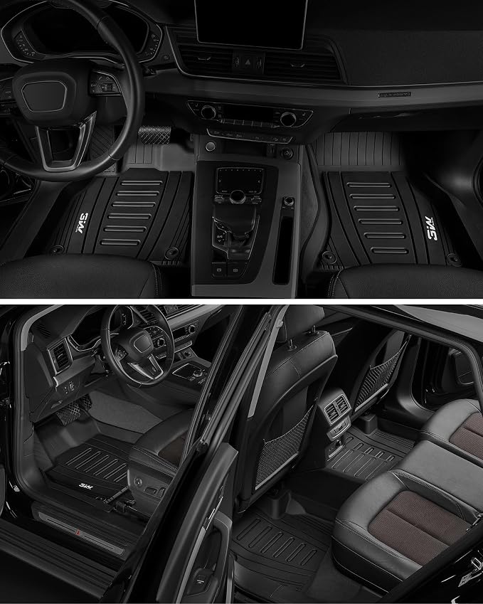 3W Floor Mats for Hyundai Santa Fe 2021 2022 2023 (Only Fit Gas, Not Fit Hybrid or PHEV), TPE All Weather Custom Fit Car Accessories Liners 1st & 2nd Row, Black