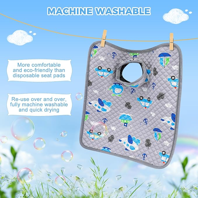 Car Seat Protector for Potty Training, 2 Pack Waterproof CarSeat Liner Toilet Training for Baby Infant Toddler, Dry Seat Piddle Pads Cover for Strollers (Plane-Grey)