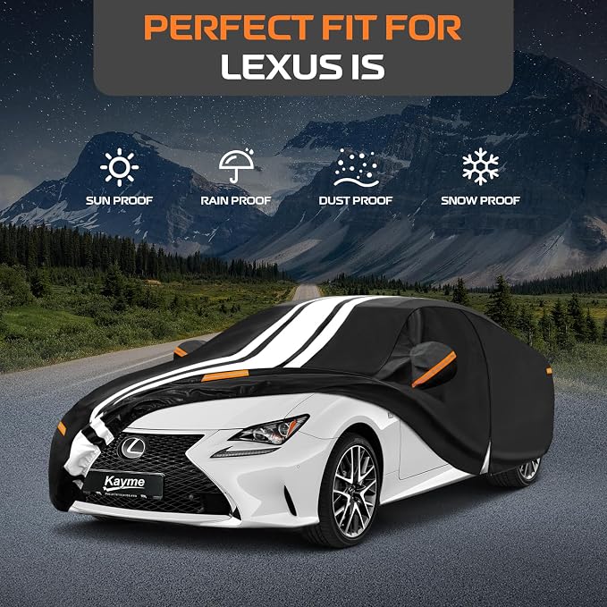 Kayme Lexus is Car Cover Waterproof All Weather, Custom Fit for IS200 IS200t IS250 IS300 IS350 IS500 ISF (2005-2026), Gift with Tape/Towel, Outdoor Full Exterior Cover Rain Snow Sun UV Protection.
