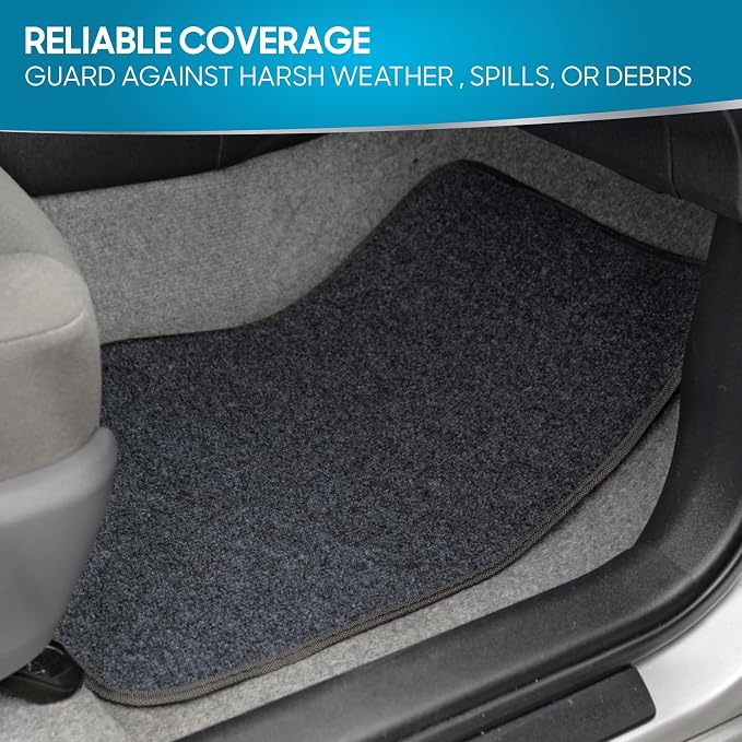 BDK Classic Carpet Floor Mats for Car & Auto - Universal Fit -Front & Rear with Heelpad (Dark Gray)