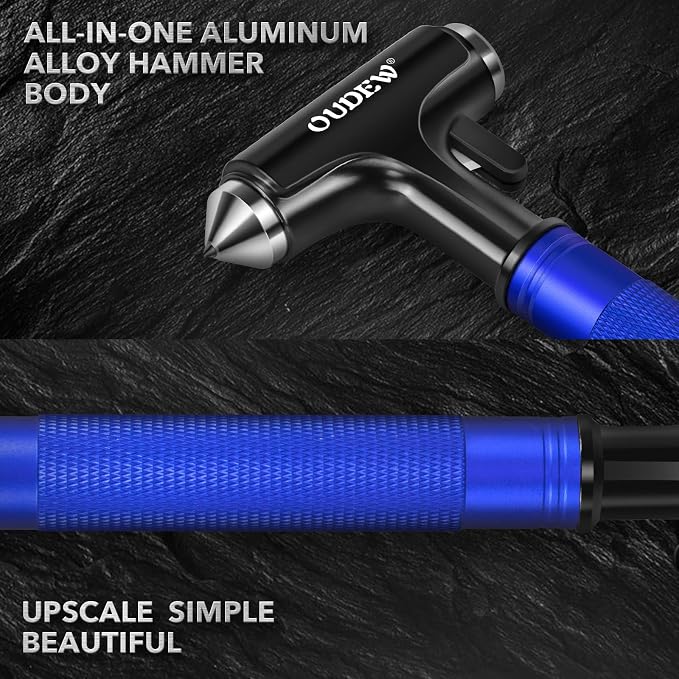 Car Safety Hammer, Car Glass Breaker with Seat Belt Cutter, Automotive Escape Tool, Metal Window Breaker, Emergecy Safety Hammer for Auto Accidents (Blue)