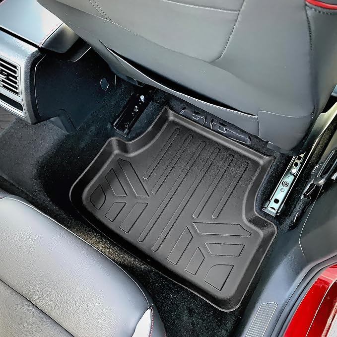 SMARTLINER Custom Fit Floor Liners - Fits 2022-2024 Volkswagen Golf R & Golf GTI - 1st & 2nd Row Liner Set - All Weather Floor Liners - Black