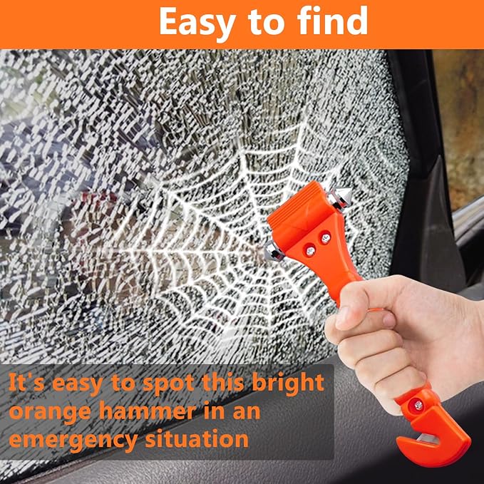 BFXM Car Window Breaker Hammer and Seat Belt Cutter 2-in-1, Emergency Escape Tool, Safety Glass Breaker, Automotive Safety Essentials and Accessories, 3 Packs