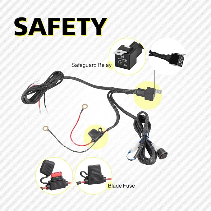 Wiring Harness 2 Leads, AKD Part Light Bar Wire Harness Kit for LED Light Bar Fog Lights w/ 12V 40A Relay Fuse Rocker Switch Wiring Harness for ATV UTV SUV Offroad Trucks Pickup Boat