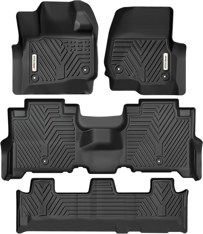 YITAMOTOR Floor Mats Fit for 2018-2025 Ford Expedition/Expedition Max (Only for 8 Passenger) with 2nd Row Bench Seat, All-Weather Custom Front 1st & 2nd 3rd Black Floor Liner Set