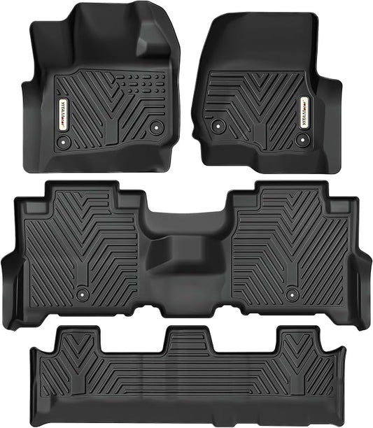 YITAMOTOR Floor Mats Fit for 2018-2025 Ford Expedition/Expedition Max (Only for 8 Passenger) with 2nd Row Bench Seat, All-Weather Custom Front 1st & 2nd 3rd Black Floor Liner Set