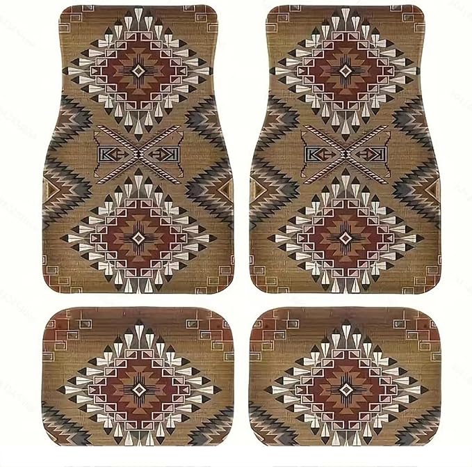 Car Floor Mats Non-Slip Automotive Floor Mats All-Weather Front Rear Car Floor Foot Mat Sets of 4 Pieces Foot Mats Rugs Carpet for Car Trucks SUV Sedans (Rhomb)