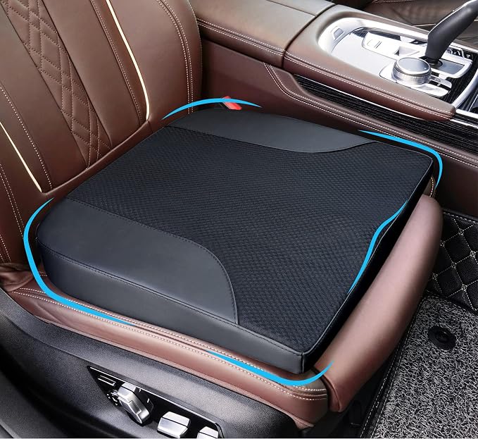 Allaboutsla Car Seat Cushion, Car Seat Cushions for Long Driving | Comfortable Memory Foam Driver Seat Cushion, Automotive Seat Cushions, Butt Pillow for Car,Truck, Office Chair, Black