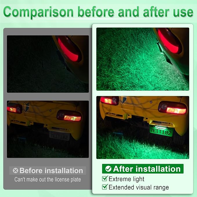 LivTee License Plate Light, Extremely Bright LED License Plate Lights Assembly for Trailer UTV ATV Truck RV Boat, Green