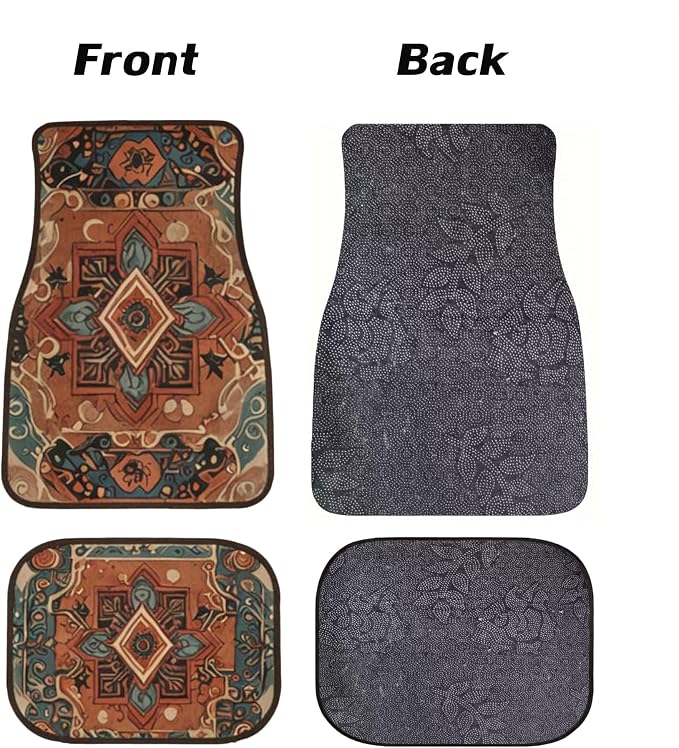 Car Floor Mats Non-Slip Automotive Floor Mats All-Weather Front Rear Car Floor Foot Mat Sets of 4 Pieces Foot Mats Rugs Carpet for Car Trucks SUV Sedans (FUGU-02)