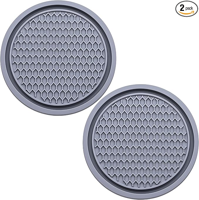 2PCS Car Cup Holder Coaster, Universal Auto Non-Slip Cup Holder Coaster, 2.75In Universal Non-Slip Recessed Car Interior Accessories (Gray)