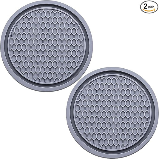 2PCS Car Cup Holder Coaster, Universal Auto Non-Slip Cup Holder Coaster, 2.75In Universal Non-Slip Recessed Car Interior Accessories (Gray)