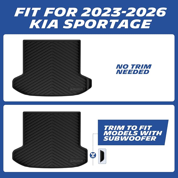 Michelin Vehicle Mats, Premier Series All-Weather TPE Custom Fit Liner for 2023-2026 Kia Sportage Gas Floor Mats, Not Fit Hybrid or PHEV (4 Piece)