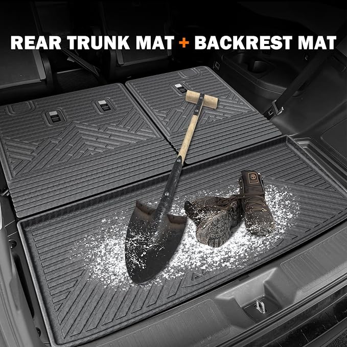 KUST Floor Mats for 2023-2026 Honda Pilot Accessories | Front Rear Floor Liners, Cargo Trunk Mat, Backrest Mat, Door Sill Protectors, TPE Rubber, Raised Edge, Extra Heel Pad Plate