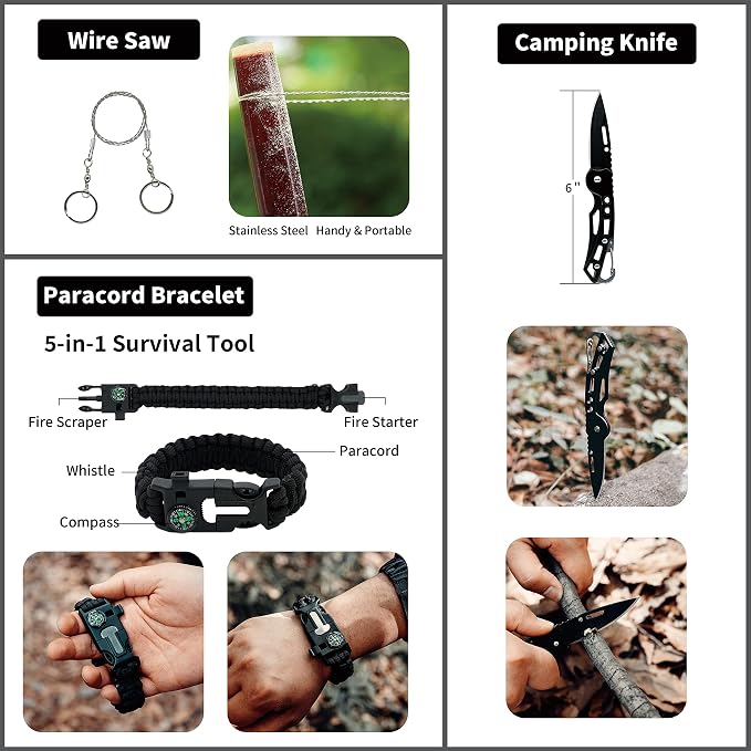 RHINO RESCUE Survival First Aid Kit for Hiking, Backpacking | Portable Size, IFAK Molle Pouch, Essential Outdoor Gear, 100+ First Aid Supplies, 20+ Survival Essentials, HSA/FSA Approved