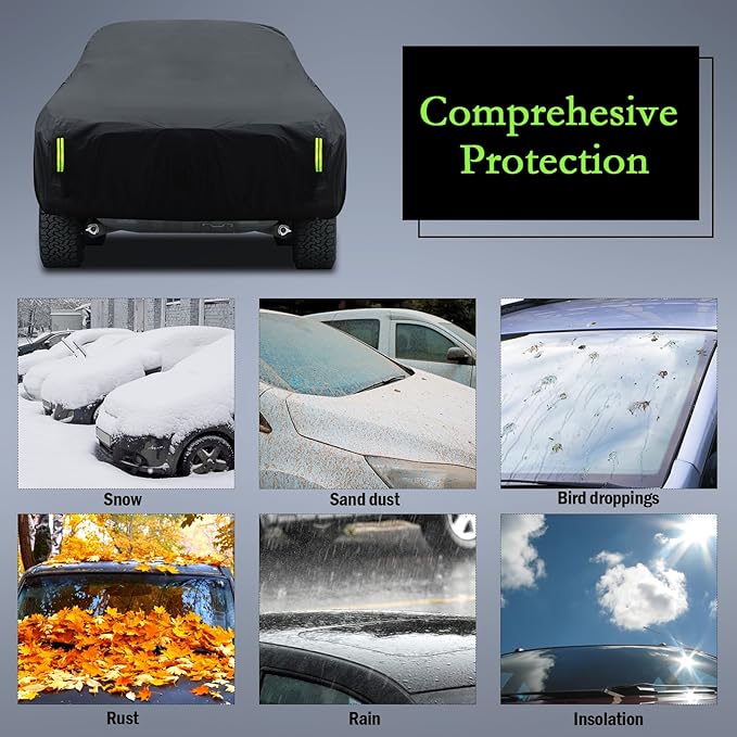 Truck Cover Waterproof All Weather, Migaven Truck Cover Custom Fit for Ford F150 Raptor Chevrolet Silverado 1500, Windproof Covers with Door Zipper (Not Include Mirror Pocket)