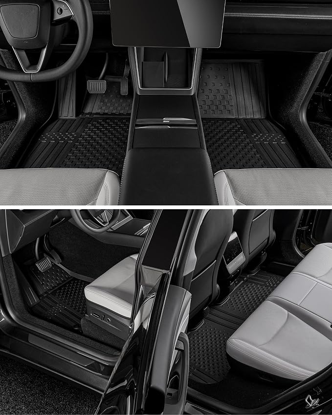 3W Tesla Model Y Juniper Floor Mats(Not for Standard), Front Rear Cargo Liner & Seatback Protector, Custom Fit 2025 2026 Model Y Accessories, TPE All Weather Odorless Non-Slip