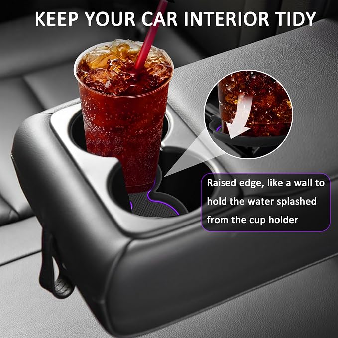 for Honda Civic Accessories 2026 2025 2024 2023 2022 Cup Holder Inserts Center Console Liner 3D Silicone Cup Holder Coaster Protector Mat Pad Non-Slip Interior Decoration for Civic 3Pcs (Purple)