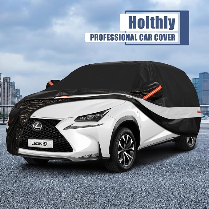10 Layers SUV Car Cover Custom Fit for Lexus RX350 RX450 RX500(2015-2026) Waterproof All Weather for Automobiles, Outdoor Full Cover Sun UV Rain Protection with Cotton.Black