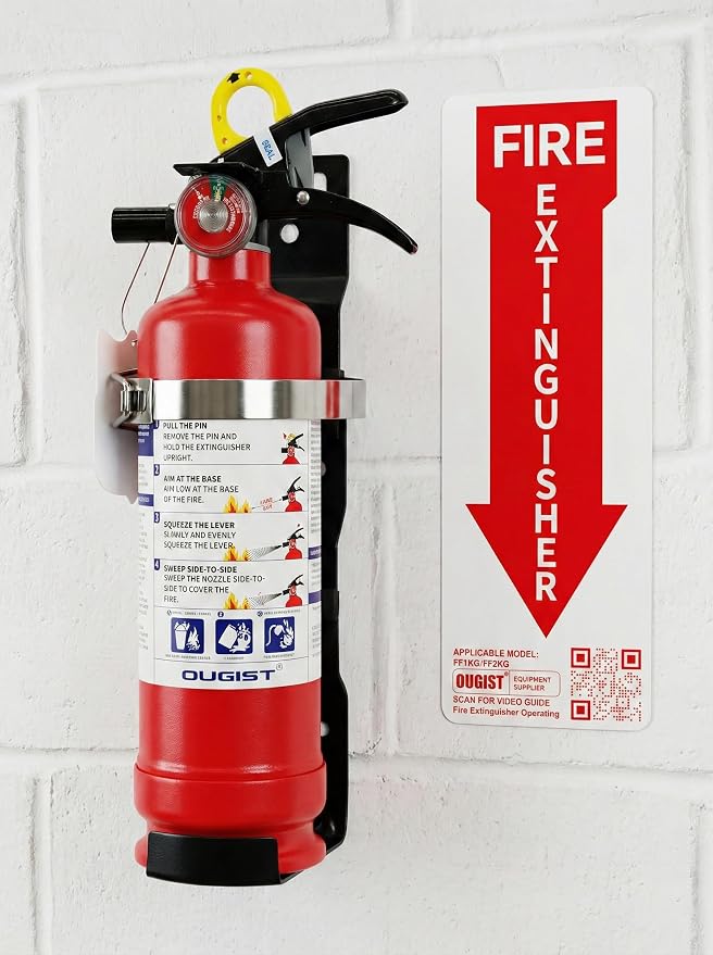 Ougist ABC Fire Extinguisher for Home, FF1KG, 2.5lb with Wall Mount Kit | Dry Chemical Agent for Small Household, Kitchen and Garage Fires with Quick-Release Handle for Easier Emergency Use