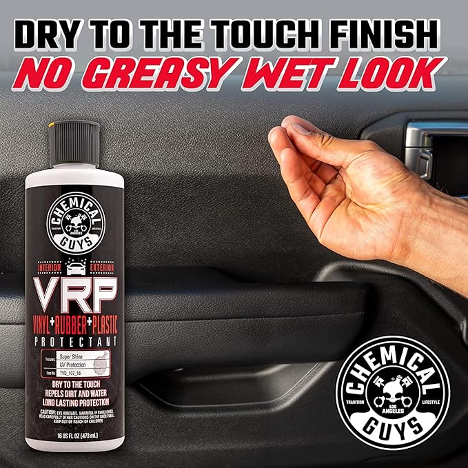 Chemical Guys, VRP Vinyl, Rubber & Plastic Dressing, Dry to Touch, 32 oz | Satin shine on tires, trim, dashboards and weatherstripping, non-greasy and dry to the touch, indoors or out
