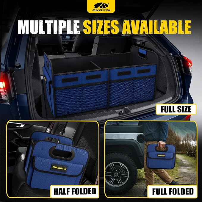 MIKKUPPA Car Trunk Organizer - 75L Collapsible Trunk Organizer with Reinforced Handles for Groceries, Trunk Storage Organizers for SUV Auto Truck Van with Non Slip Bottom (Blue)