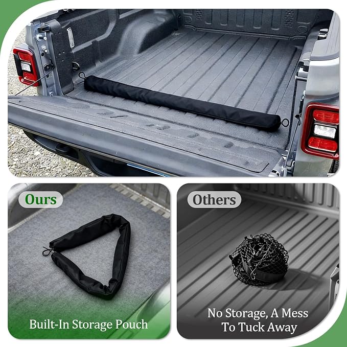 3-Layer Cargo Net for Ford Maverick 2022-2026, Zipper Bag Truck Bed Net for Groceries, Heavy Duty Oxford Cargo Organizer Storage Nets with Carabiners