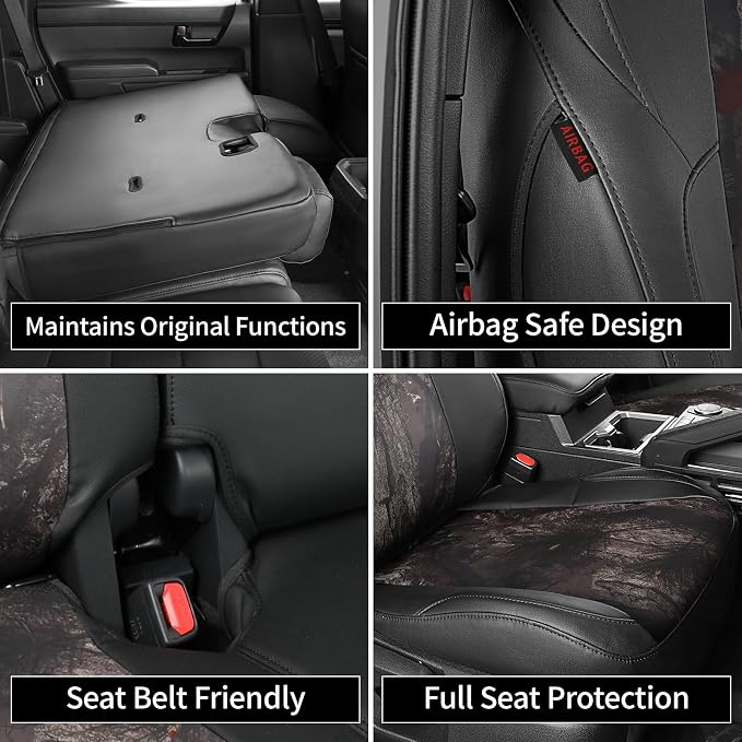 EKR Tacoma Seat Covers Custom Fit for Toyota Tacoma (Only for Hybrid) 2024 2025 2026 Double cab TRD Sport/TRD Off-Road/Limited/Trailhunter-Truck Seat Cover Full Set,Faux Leather(Black/Woodland Camo)