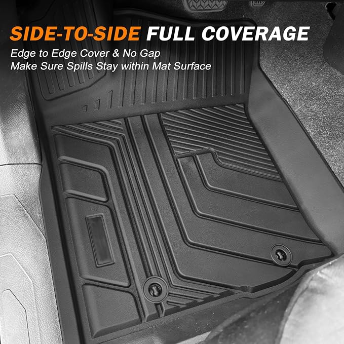 KUST Floor Mats for 2018-2023 Toyota Tacoma Double Cab (Automatic Only), All Weather TPE Rubber Floor Liners for Toyota Tacoma Accessories 2 Row High Edge