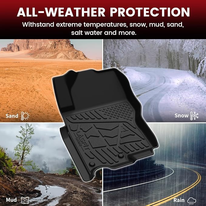 LASFIT Floor Mats for Nissan Frontier King Cab 2026 2025 2024 2023 2022 (Not Fit Crew Cab), All Weather TPE Custom Fit Floor Liners with Full Set Car & Trunk Mats Accessories, Black