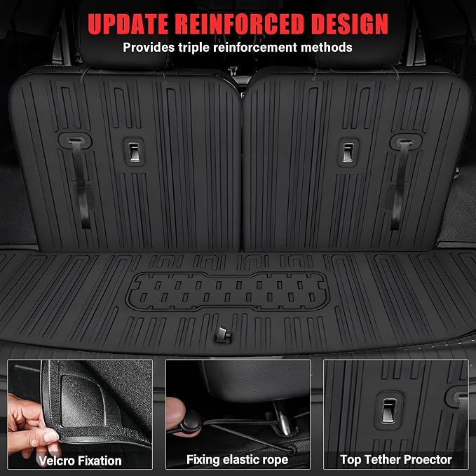 Floor Mats & Trunk Mat with Backrest Mat for 2021-2026 Kia Sorento Hybrid | All Weather TPE Rubber Cargo Liner Back Seat Cover 3rd Row for 2026 Sorento hybrid 6&7 Seats Accessories(Not for fuel)