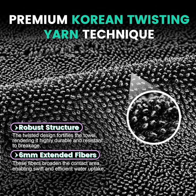 TEAWOO 2 Pack Double-Sided Car Care Extra-Large, Ultra-Absorbant Microfiber Drying Towel for Cars and Trucks, Super Absorbent Car Drying Towel, 1300GSM, 35" x 24"