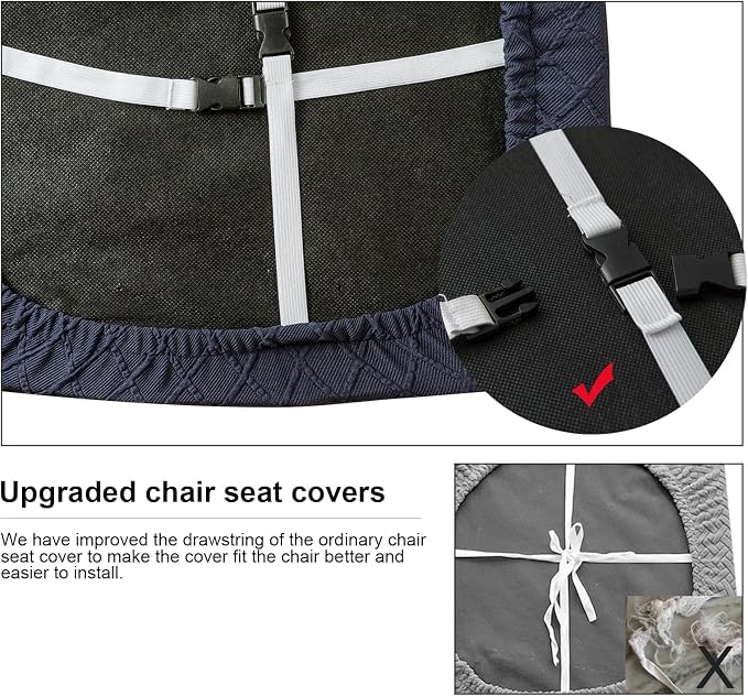 Genina Waterproof Seat Covers for Dining Room Chairs Covers Dining Chair Cover Kitchen Chair Covers (Navy Blue, 2 Pcs)