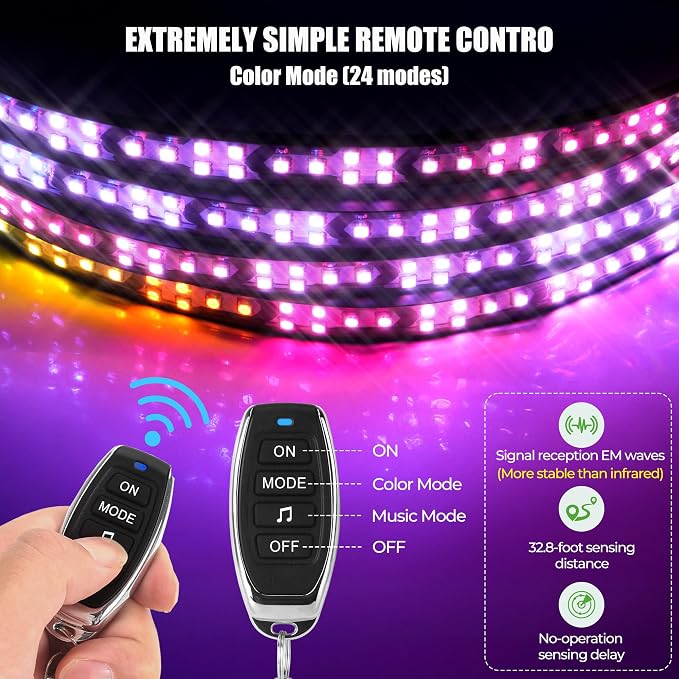10L0L Golf Cart Underglow Light Kit with Canopy Lights, IP67 Waterproof, 24 Dream Color Modes Wireless Remote Music Sync, 12V-80V Wide Voltage Fit for Yamaha EZGO Club Car