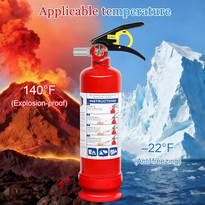 2 Pack ABC Dry Chemical Fire Extinguishers with Mount, 2.5 lb 1A:10B:C Rating for Home, Vehicle, Boat, Quick Release Handle, Compact & Portable Dry Powder Extinguisher