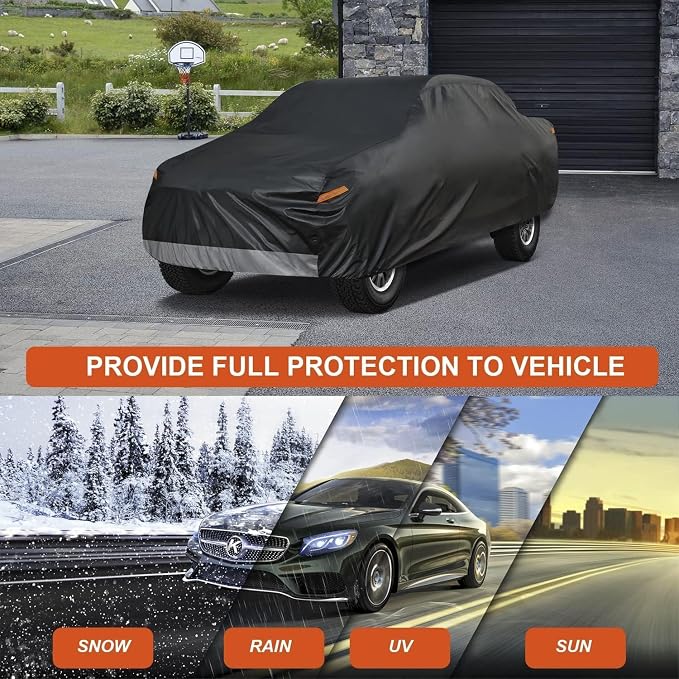 Kayme Truck Cover Waterproof All Weather, Heavy Duty Outdoor Pickup Cover Sun Uv Rain Protection, Universal Fit for Tacoma, Tundra, Titan, F-150, RAM 1500, Sierra etc.(Length Up to 228 inch)