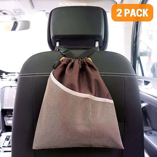 GNEGNI 2PCS Hanging Car Garbage Can - Waterproof Leakproof Trash Bag | Car Trash Can with Durable Leakproof Lining, Keeps Vehicle Clean and Neat