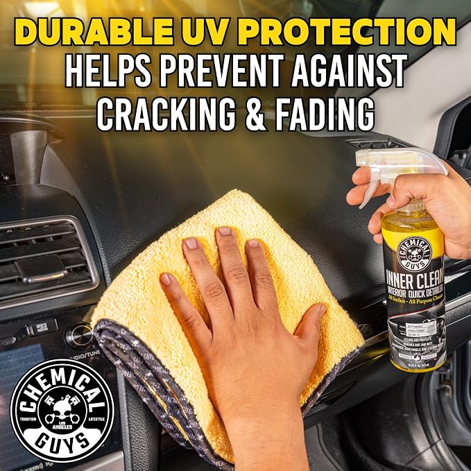 Chemical Guys, InnerClean Interior Quick Detailer & Protectant Spray, 16 oz | Spray-and-wipe detailer cleans and refreshes dashboards, door panels, seats and trim, leaving a non-greasy finish