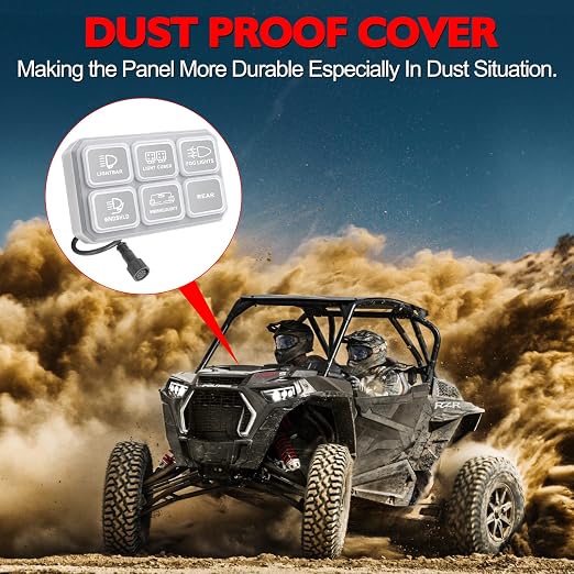 6 Gang Switch Panel, RFROAD LIGHTING Touch Panel Circuit Control Box for Truck Marine Off-Road Car with Push Button, Waterproof and Dustproof, 2 Years Warranty