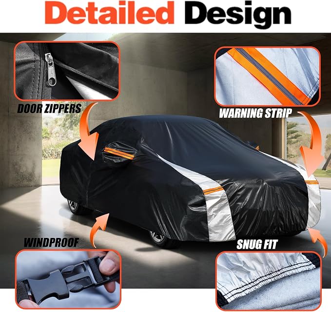 Chevrolet Malibu Car Cover 100% Waterproof All Weather, Gift with Towel, 10 Layers Car Cover Custom Fit 1997-2026 Chevrolet Malibu, Full Exterior Cover Rain Sun UV Protector with Door Zipper.