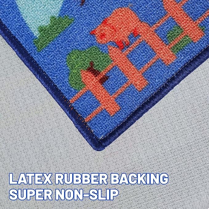 Kids Carpet Playmat Rug 78.7"x59", Car Rug for Kids Cars, Non-Slip Town City Road Map Kids Rugs for Playroom Bedroom Boys, Kids Cars Play Mat Track Road Rugs for Kid (78.7X59Inch,Blue)