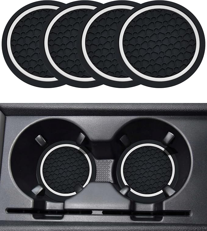 SCUARI 4PCS Car Coasters, Car Cup Coasters, 2.75 Inch No-Slip Anti Dust mats Cup Holder Insert Coaster, Fits Vehicles (Black&White)