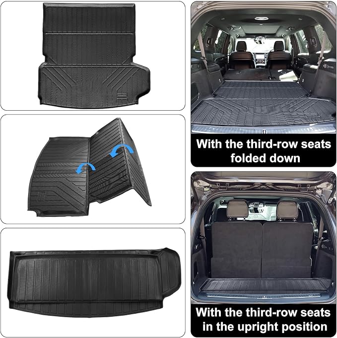 Auxko All Weather Floor Mats Cargo Mat Back Seat Mat Fit for Mazda CX90 6&7 Seat 2026 2025 2024 TPE Floor Liner Trunk Mat CX90 Accessories All Season Odorless Anti-Slip Black