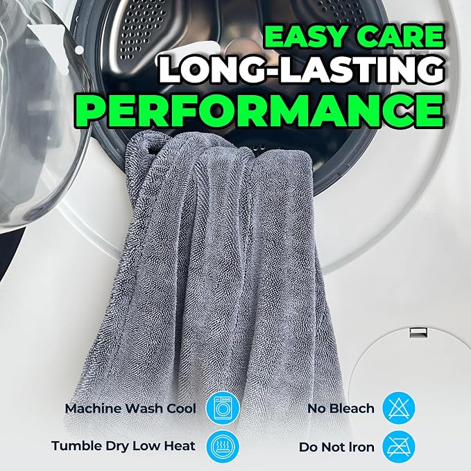 SHSCLY 1-Pack Double-Sided Microfiber Towels for Cars Gray 26.8 x 32.3 in | One Towel. Faster Drying. Less Effort. Oversized, paint-safe dual-sided towel for streak-free drying with fewer passes