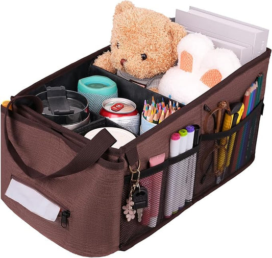 HEYSKAY Backseat Car Organizer Car Caddy Passenger Seat Organizer for Kids | Collapsible Small Car Storage, Console Front Seat Car Organizer for Truck, SUV and Minivan, Adjustable Compartment Space