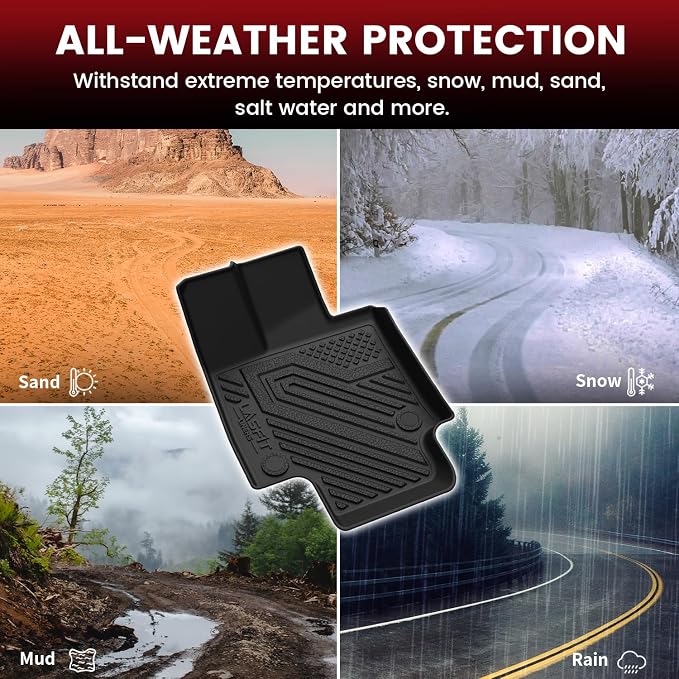 LASFIT Floor Mats for Toyota RAV4 2019-2025 Hybrid/Prime/PHEV All Weather TPE Custom Fit Floor Liners for RAV 4 1st & 2nd Row Automotive Car Mat Accessories, Black