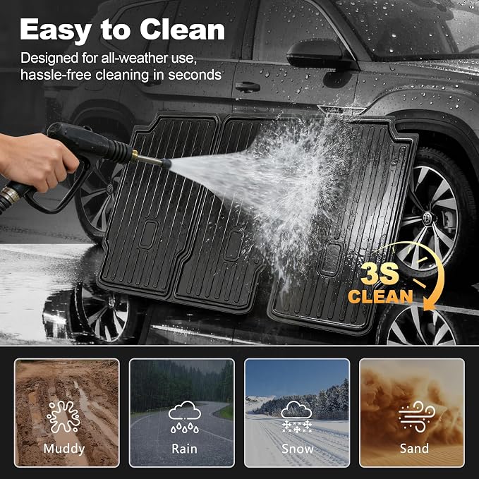 AOMSAZTO Cargo Liner & Seat Back Mats Fit for Volkswagen Atlas 2018-2026 | (NOT for Cross Sport) All Weather Protection Trunk Floor Liner for VW Atlas (2nd & 3rd Row Backrest +Cargo Mat)