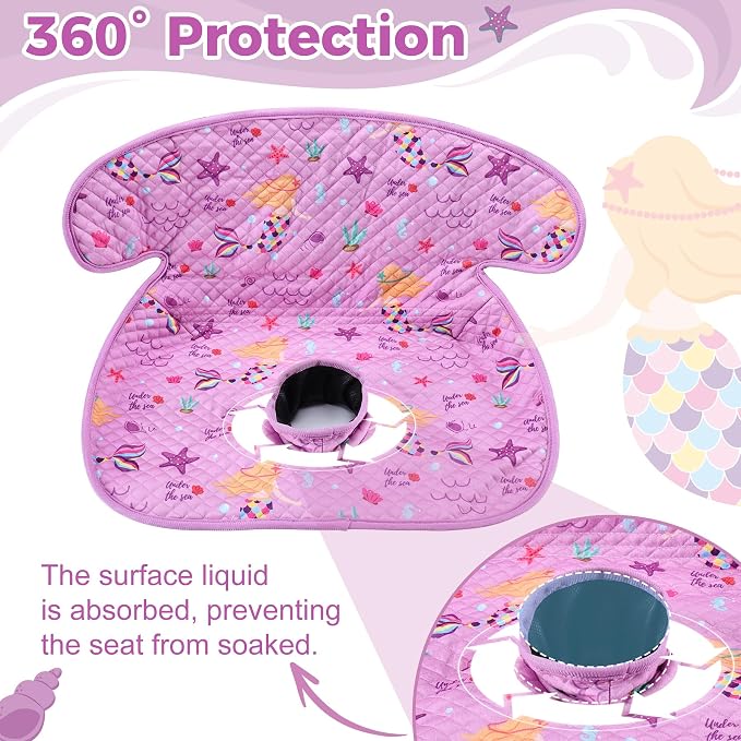 Car Seat Protector Cover, Waterproof Soft Piddle Pads for Toddlers Carseat, Travel-Friendly Universal Washable Potty Training Protector for Spills, Nappy Leaks (Mermaid, 2 Pack)